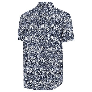 Men's Antigua Navy Cleveland Guardians Resort Button-Up Shirt