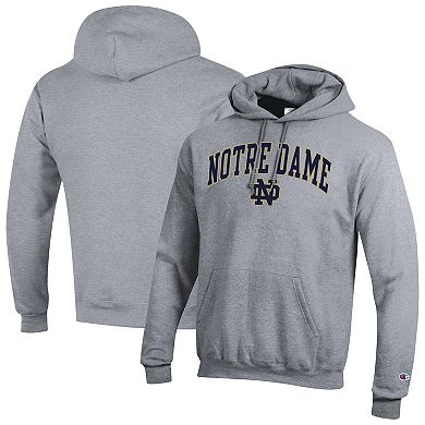 Men's Champion Heather Gray Notre Dame Fighting Irish Arched Logo Fleece Pullover Hoodie