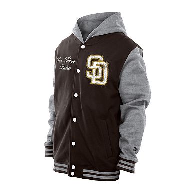 Men's New Era Brown San Diego Padres Throwback Prep Full-Snap Hoodie Jacket