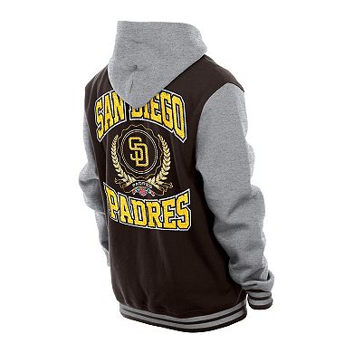 Men's New Era Brown San Diego Padres Throwback Prep Full-Snap Hoodie Jacket