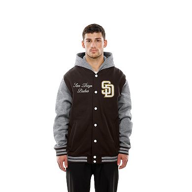 Men's New Era Brown San Diego Padres Throwback Prep Full-Snap Hoodie Jacket