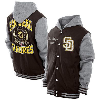 Men's New Era Brown San Diego Padres Throwback Prep Full-Snap Hoodie Jacket