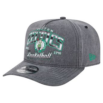 Men's New Era Charcoal Boston Celtics Throwback Washed Pre-Curved 9FIFTY Snapback Hat