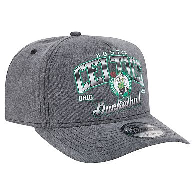 Men's New Era Charcoal Boston Celtics Throwback Washed Pre-Curved 9FIFTY Snapback Hat