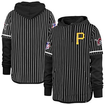 Men's '47 Black Pittsburgh Pirates Pinstripe Double Header Pullover Hoodie
