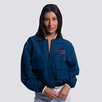 Women's Lusso Navy Houston Astros Paisley Cropped Full-Zip Jacket