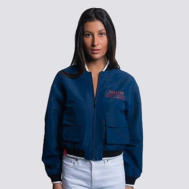 Women's Lusso Navy Houston Astros Paisley Cropped Full-Zip Jacket