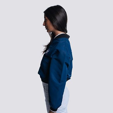 Women's Lusso Navy Houston Astros Paisley Cropped Full-Zip Jacket
