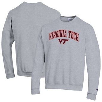Men's Champion Heather Gray Virginia Tech Hokies Arch Over Logo Pullover Sweatshirt