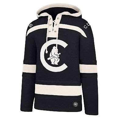 Men's '47 Navy Chicago Cubs Superior Lacer Pullover Hoodie
