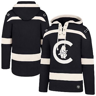 Men's '47 Navy Chicago Cubs Superior Lacer Pullover Hoodie