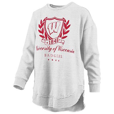 Women's Pressbox Heather Gray Wisconsin Badgers Field Day Melange Poncho Pullover Sweatshirt