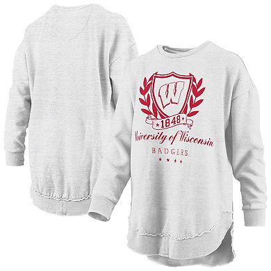 Women's Pressbox Heather Gray Wisconsin Badgers Field Day Melange Poncho Pullover Sweatshirt