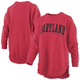 Women's Pressbox Red Maryland Terrapins Melange Poncho Vintage Fleece Long Sleeve Pullover Sweatshirt