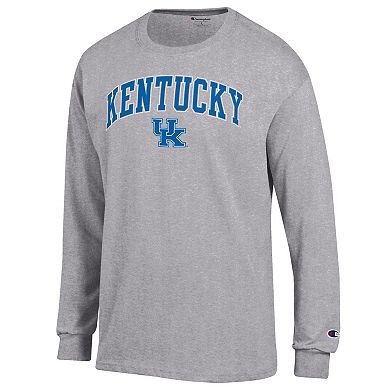 Men's Champion Heather Gray Kentucky Wildcats Arch Over Logo Long Sleeve T-Shirt