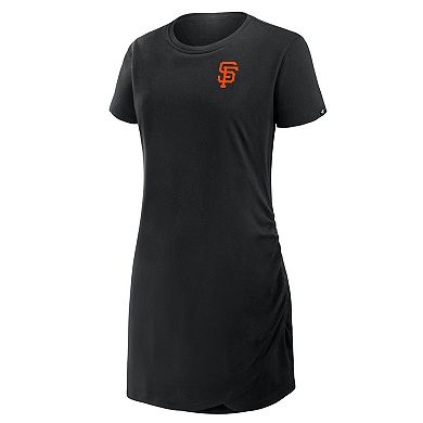 Women's Fanatics Black San Francisco Giants Ruched Drape T-Shirt Dress