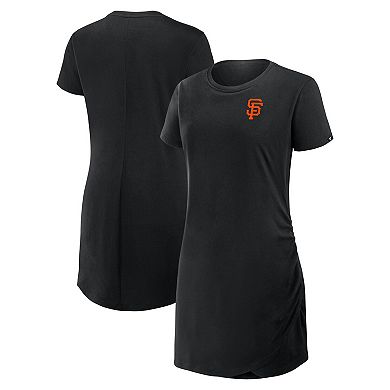 Women's Fanatics Black San Francisco Giants Ruched Drape T-Shirt Dress