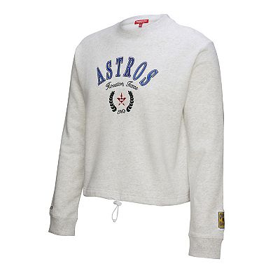Women's Mitchell & Ness Heather Gray Houston Astros Cropped Toggle Pullover Sweatshirt