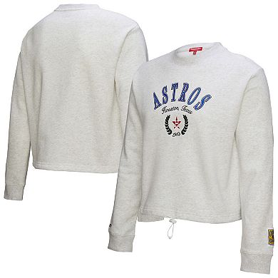 Women's Mitchell & Ness Heather Gray Houston Astros Cropped Toggle Pullover Sweatshirt