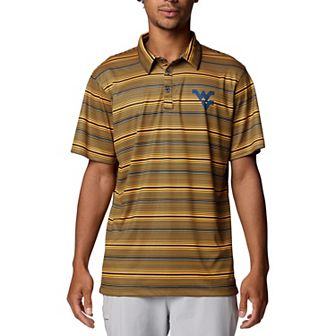 Men's Columbia Gold West Virginia Mountaineers PFG Super Terminal Tackle™ Omni-Shade™ Stripe Polo