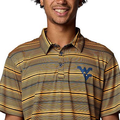 Men's Columbia Gold West Virginia Mountaineers PFG Super Terminal Tackle™ Omni-Shade™ Stripe Polo