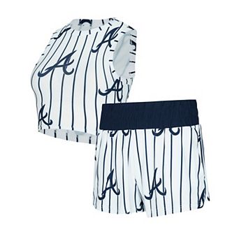Women's Concepts Sport White Atlanta Braves Pinstripe Record Tank & Short Set
