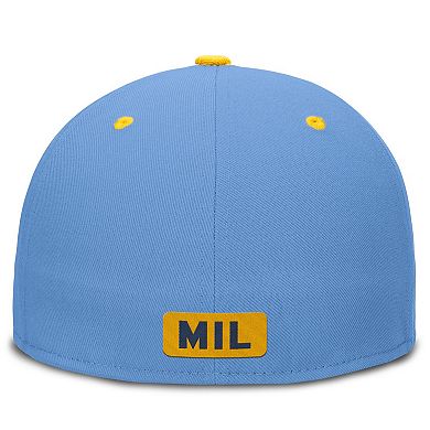 Men's Nike Blue/Yellow Milwaukee Brewers City Connect Patch Performance Fitted Hat