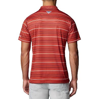 Men's Columbia Orange Virginia Tech Hokies PFG Super Terminal Tackle™ Omni-Shade™ Stripe Polo