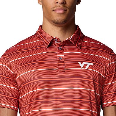 Men's Columbia Orange Virginia Tech Hokies PFG Super Terminal Tackle™ Omni-Shade™ Stripe Polo