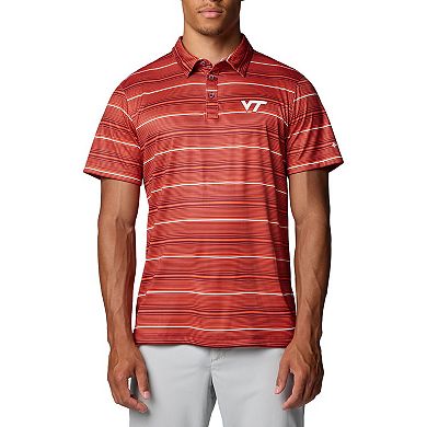 Men's Columbia Orange Virginia Tech Hokies PFG Super Terminal Tackle™ Omni-Shade™ Stripe Polo
