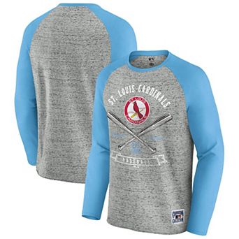 Men's Darius Rucker Collection by Fanatics Heather Gray St. Louis Cardinals Raw Edge Raglan Long Sleeve Baseball T-Shirt