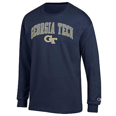 Men's Champion Navy Georgia Tech Yellow Jackets Arch Over Logo Long Sleeve T-Shirt