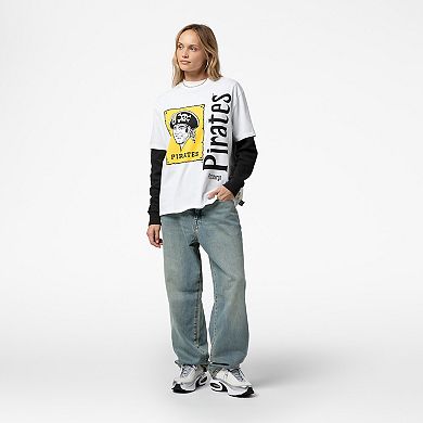 Women's Mitchell & Ness White Pittsburgh Pirates Cooperstown Collection Boyfriend T-Shirt