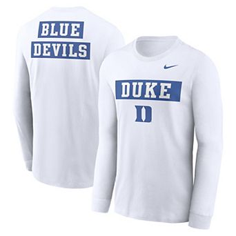 Men's Nike White Duke Blue Devils Two-Hit Classic Location Long Sleeve T-Shirt