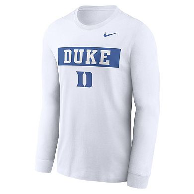 Men's Nike White Duke Blue Devils Two-Hit Classic Location Long Sleeve T-Shirt