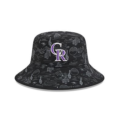 Youth New Era Black Colorado Rockies 2025 Spring Training All Over Print Bucket Hat