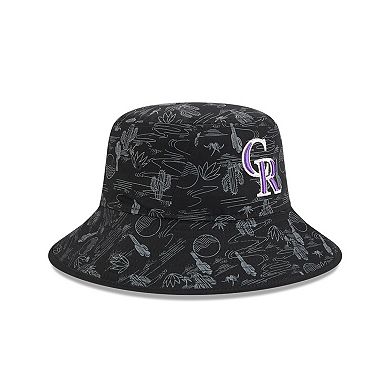 Youth New Era Black Colorado Rockies 2025 Spring Training All Over Print Bucket Hat
