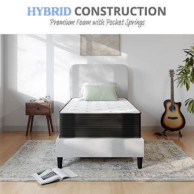 Emma and Oliver 12" Hybrid Pocket Spring with Cooling Foam Layer Mattress in a Box