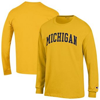 Men's Champion Maize Michigan Wolverines Basic Arch Long Sleeve T-Shirt