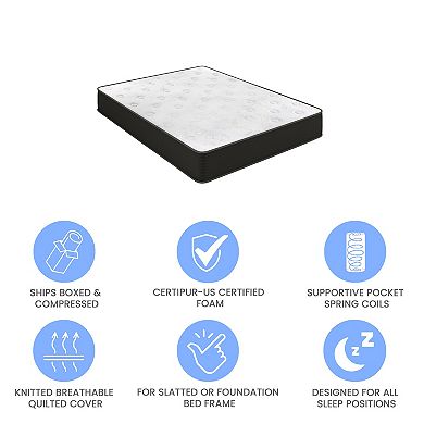 Emma and Oliver 10" Hybrid Pocket Spring with Cooling Foam Layer Mattress in a Box