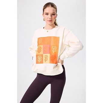 Women's Terez Cream San Francisco Giants Technicolor Oversized Pullover Sweatshirt