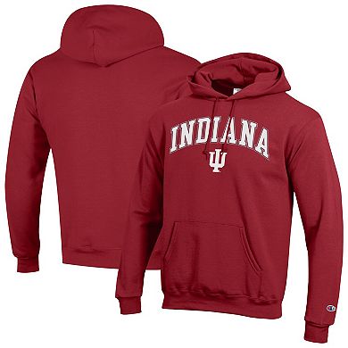 Men's Champion Crimson Indiana Hoosiers Arched Logo Fleece Pullover Hoodie