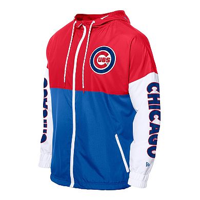 Men's New Era Royal/Red Chicago Cubs Color Block Full-Zip Hoodie Windbreaker