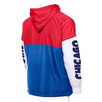 Men's New Era Royal/Red Chicago Cubs Color Block Full-Zip Hoodie Windbreaker