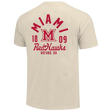 Men's Cream Miami University RedHawks Comfort Colors Mascot Overlay T-Shirt