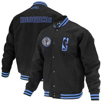 Unisex FISLL Black Dallas Mavericks Logoman Shadow Collection Full-Snap Varsity Jacket