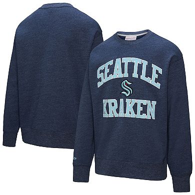 Men's Mitchell & Ness Deep Sea Blue Seattle Kraken Playoff Win Fleece Pullover Sweatshirt