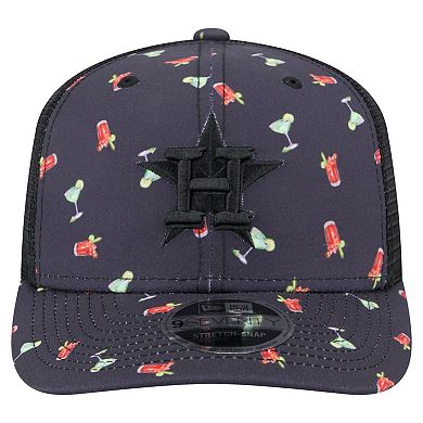Men's New Era Black Houston Astros Adventure Drinks Pattern 9SEVENTY Stretch-Snap Hat