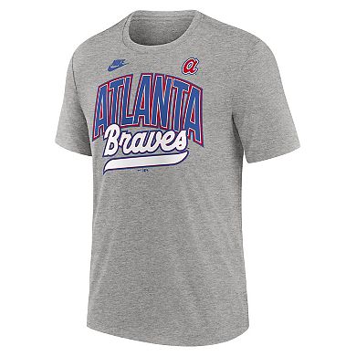 Men's Nike Heather Gray Atlanta Braves Cooperstown Collection Retro Tri-Blend T-Shirt