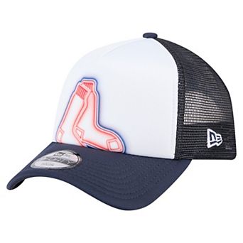 Toddler New Era White/Navy Boston Red Sox Painted A-Frame 9FORTY Trucker Adjustable Hat
